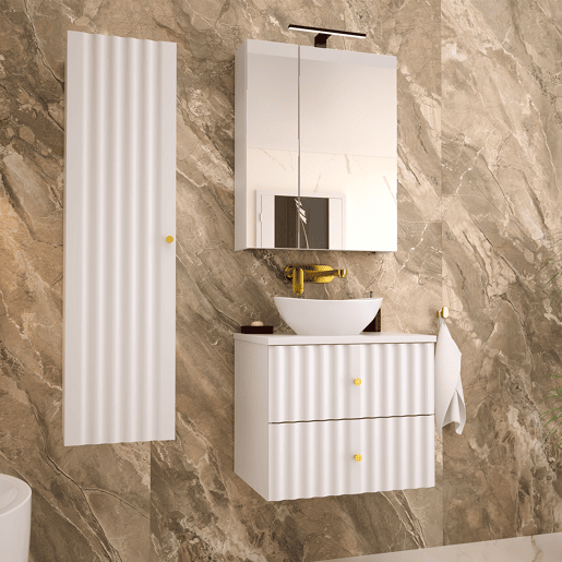 Conjunto móvel lavatório individual 60 cm e coluna Izae Branco