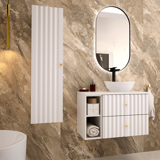 Móvel lavatório individual 80cm 2 nichos Izae Branco