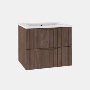 Lavatório individual encastrado 60cm Siena madeira e preto
