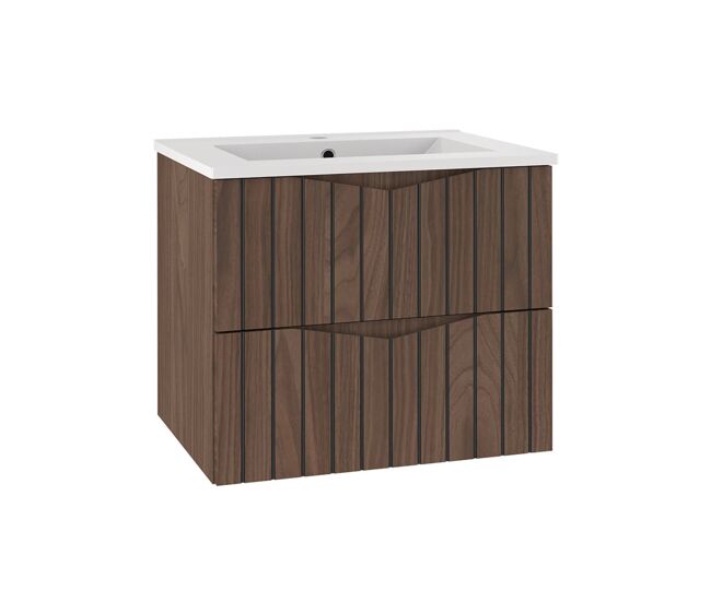 Mueble lavabo individual encastrado 60cm siena madera y negro