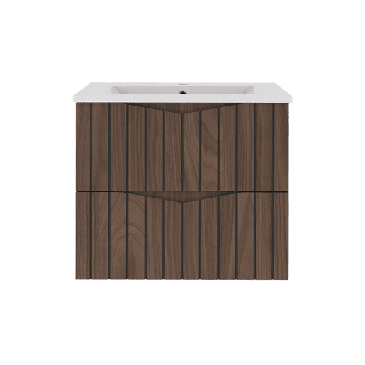 Lavatório individual encastrado 60cm Siena madeira e preto