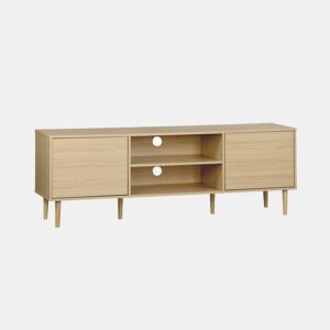 Móvel de TV com efeito madeira e 2 portas, 160cm, Mika, Natural, 160x40x56 cm