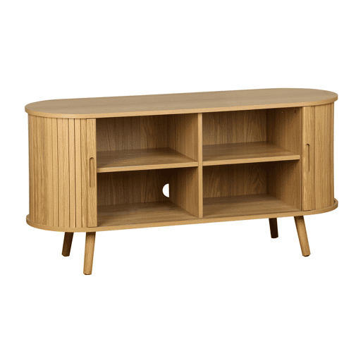 Suporte de TV escandinavo com portas ranhuradas, 120cm, Legacy, Natural, 120x40x57 cm
