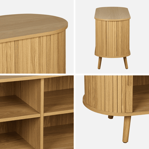 Suporte de TV escandinavo com portas ranhuradas, 120cm, Legacy, Natural, 120x40x57 cm