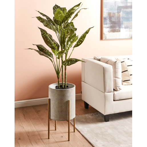 Vaso alto para plantas AUBRIETA Metal 31 cm Cinzento