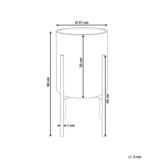 Vaso alto para plantas AUBRIETA Metal 31 cm Cinzento