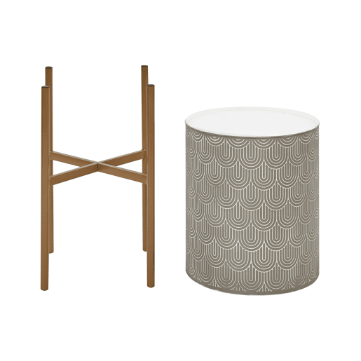 Vaso alto para plantas AUBRIETA Metal 31 cm Cinzento