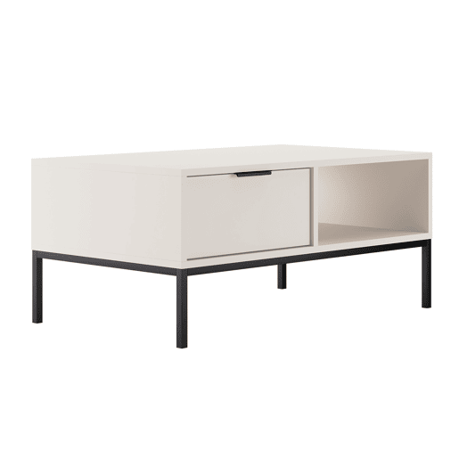 Mesa de centro Seattle 100 cm Branco Pés pretos Mesa de centro Seattle 100 cm Branco Pés pretos