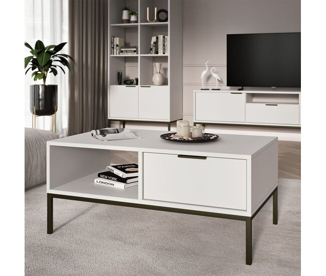Mesa de centro 100 cm Seattle Blanco Patas negras