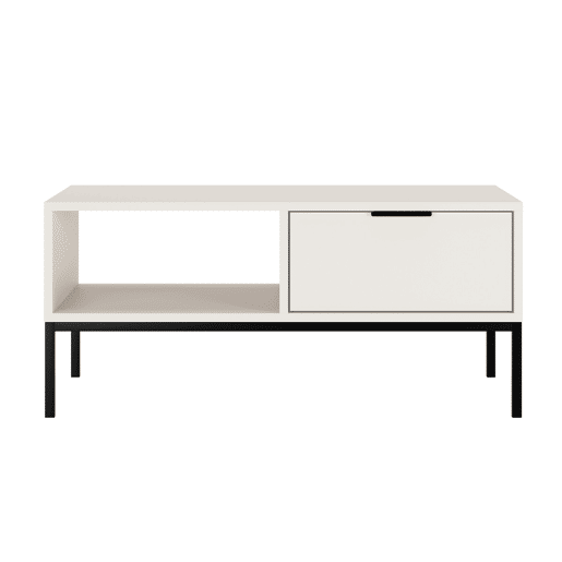 Mesa de centro Seattle 100 cm Branco Pés pretos Mesa de centro Seattle 100 cm Branco Pés pretos