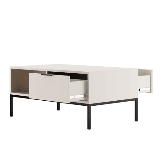 Mesa de centro Seattle 100 cm Branco Pés pretos Mesa de centro Seattle 100 cm Branco Pés pretos