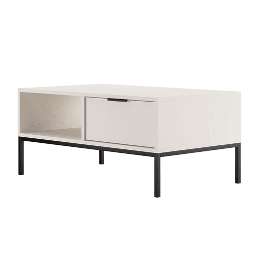 Mesa de centro Seattle 100 cm Branco Pés pretos Mesa de centro Seattle 100 cm Branco Pés pretos
