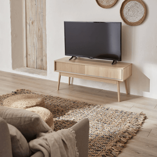 Móvel de TV em madeira de 2 portas, 115cm, Linear, Madeira, 115x40x48 cm