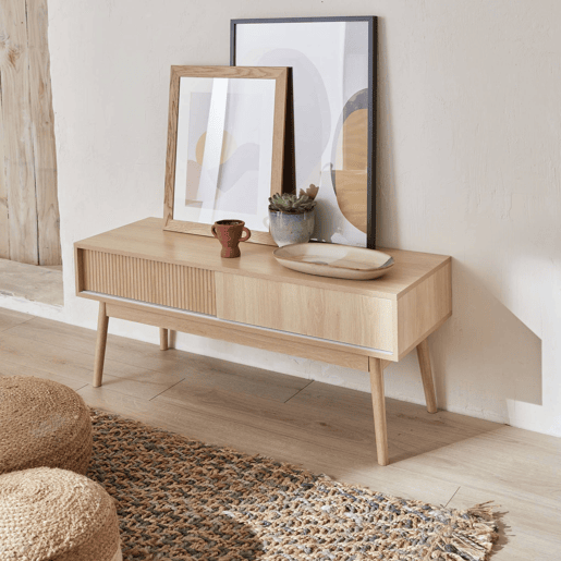 Móvel de TV em madeira de 2 portas, 115cm, Linear, Madeira, 115x40x48 cm