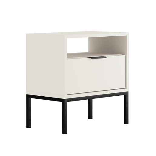 Mesa de cabeceira Seattle Branco Pés pretos