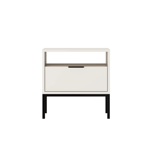 Mesa de cabeceira Seattle Branco Pés pretos