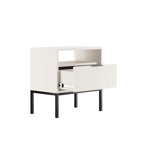 Mesa de cabeceira Seattle Branco Pés pretos