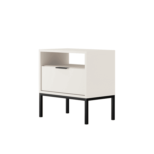 Mesa de cabeceira Seattle Branco Pés pretos