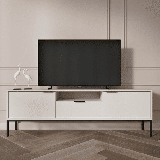 Móvel TV 135 cm Seattle Branco Pés pretos