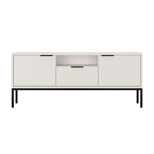 Móvel TV 135 cm Seattle Branco Pés pretos