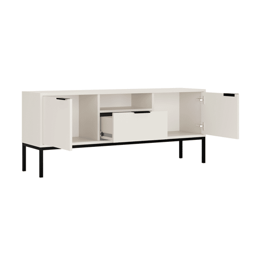 Móvel TV 135 cm Seattle Branco Pés pretos