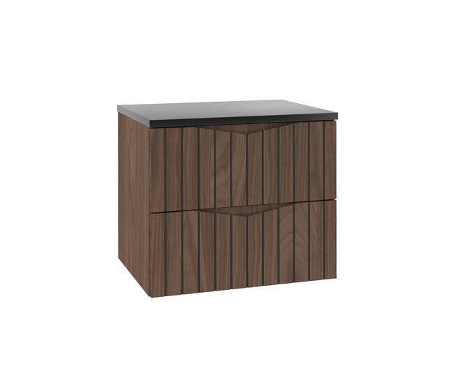 Mueble bajo lavabo 60cm encimera Siena madera y negro