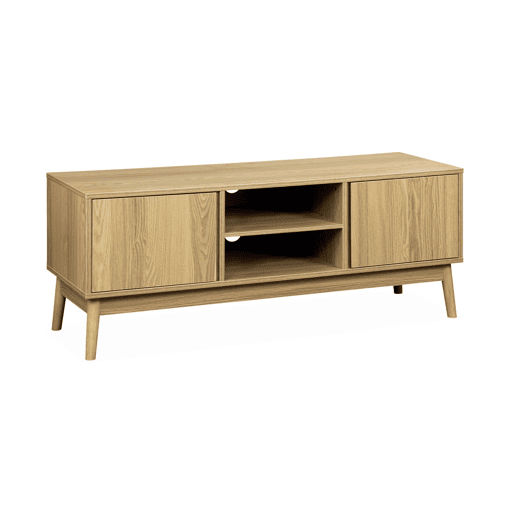 Móvel de TV com efeito madeira de 2 portas, 120cm, Dune, Natural, 120x39x48 cm