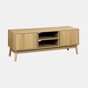 Móvel de TV com efeito madeira de 2 portas, 120cm, Dune, Natural, 120x39x48 cm