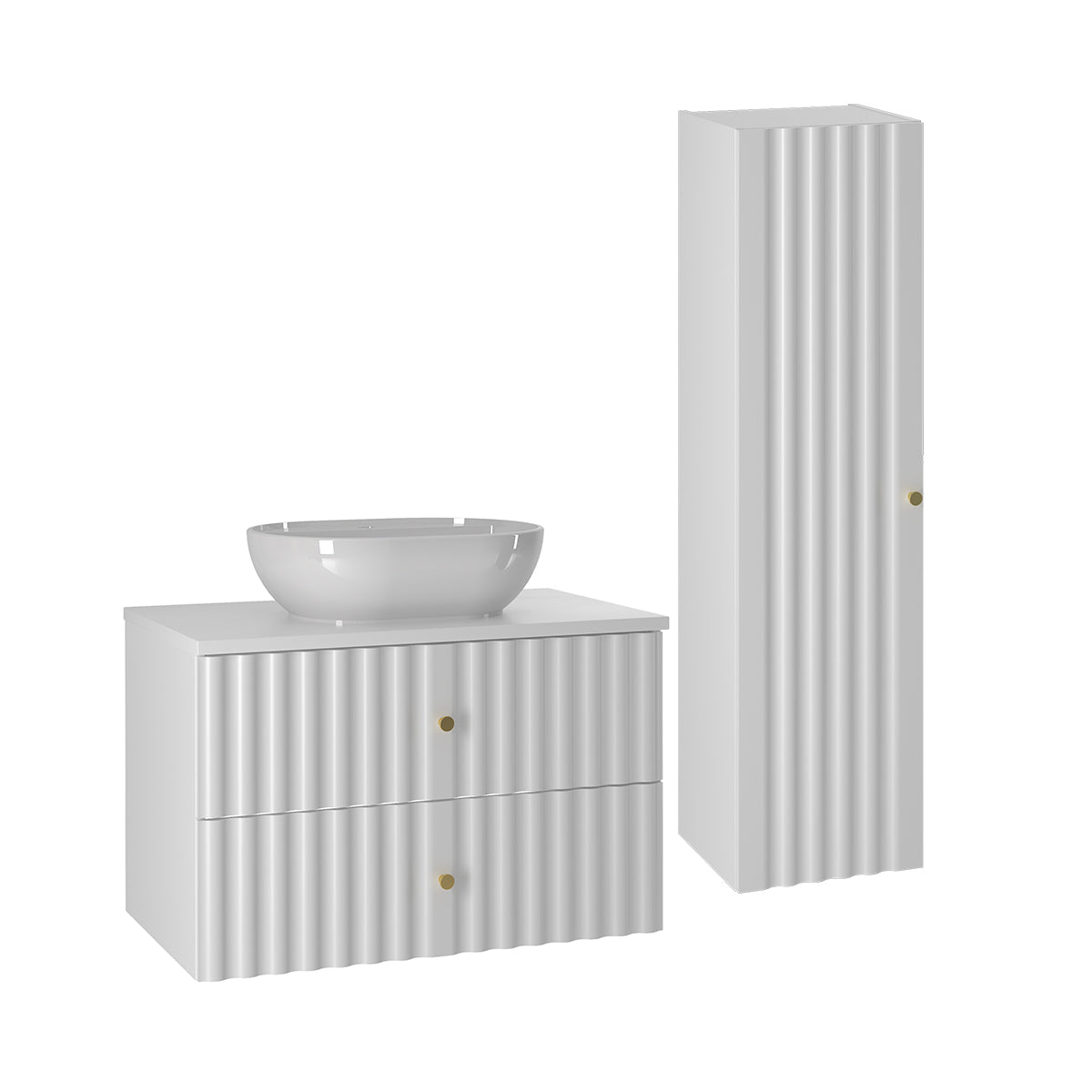 Conjunto de muebles con lavabo individual 80cm y columna izae blanco
