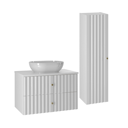 Conjunto móvel lavatório individual 80cm e coluna Izae Branco Conjunto móvel lavatório individual 80cm e coluna Izae Branco