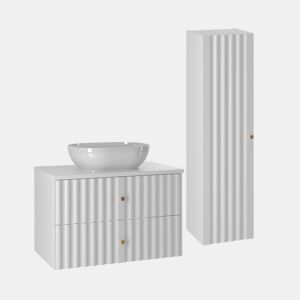 Conjunto móvel lavatório individual 80cm e coluna Izae Branco