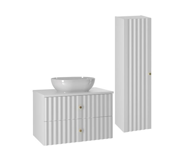 Conjunto de muebles con lavabo individual 80cm y columna izae blanco