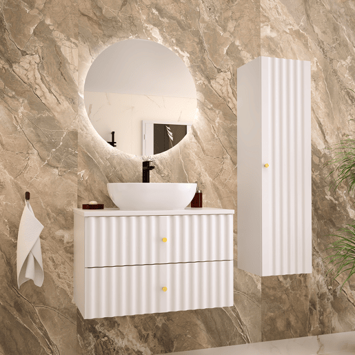 Conjunto móvel lavatório individual 80cm e coluna Izae Branco Conjunto móvel lavatório individual 80cm e coluna Izae Branco