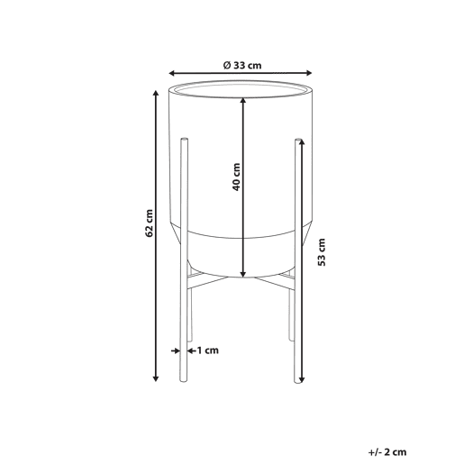 Vaso alto para plantas HYBRIDUM Metal 33 cm Cinzento