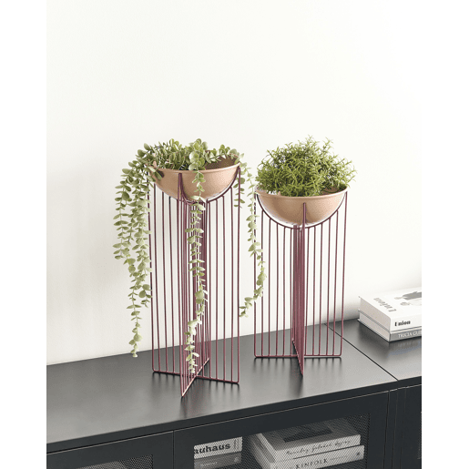 Beliani Conjunto de 2 vasos de plantas com pés FICARIA