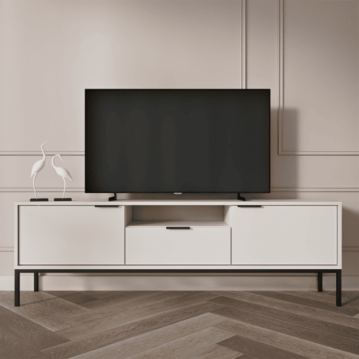 Móvel TV 175 cm Seattle Branco Pés pretos