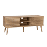 Móvel de TV escandinavo efeito madeira de 2 portas, Madere, Natural, 120x39x51.5 cm