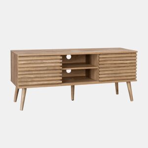 Móvel de TV escandinavo efeito madeira de 2 portas, Madere, Natural, 120x39x51.5 cm
