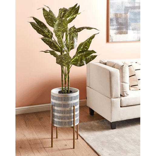 Vaso alto para plantas NEMOROSA Metal 31 cm Branco