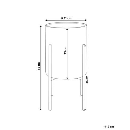 Vaso alto para plantas NEMOROSA Metal 31 cm Branco