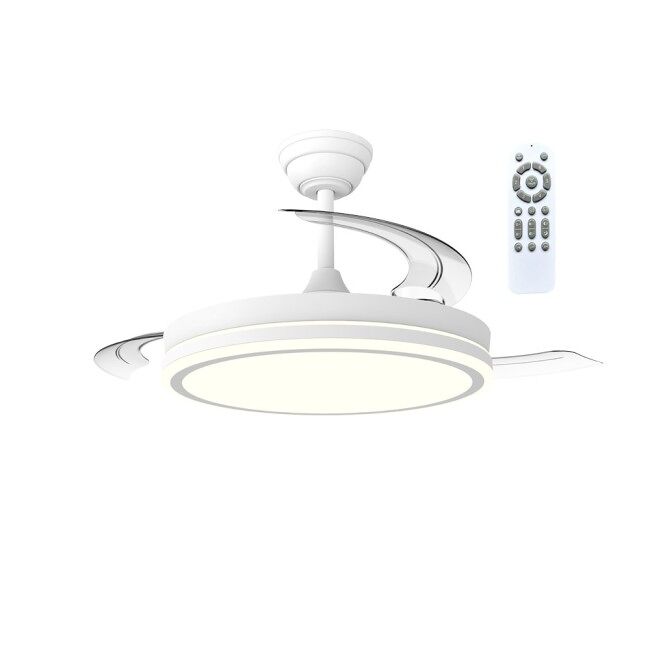 Ventilador led aspas plegables surpino blanco cct dim 48w marca wonderlamp