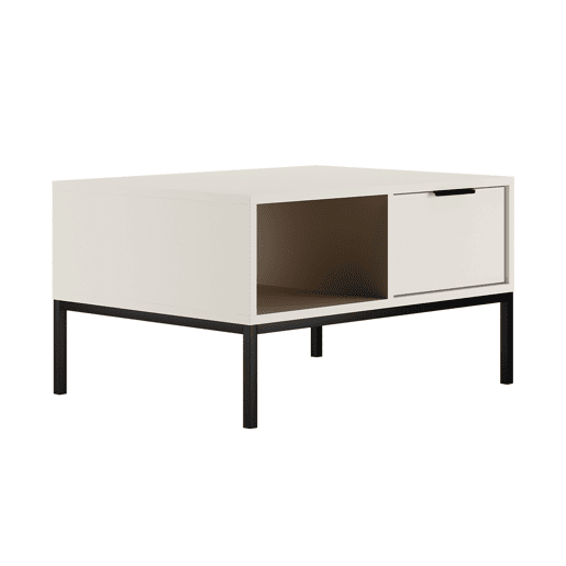 Mesa de centro Seattle 80 cm Branco Pés pretos Mesa de centro Seattle 80 cm Branco Pés pretos