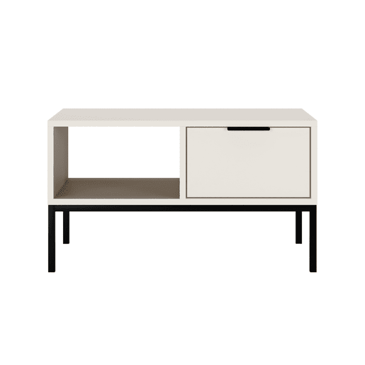 Mesa de centro Seattle 80 cm Branco Pés pretos Mesa de centro Seattle 80 cm Branco Pés pretos