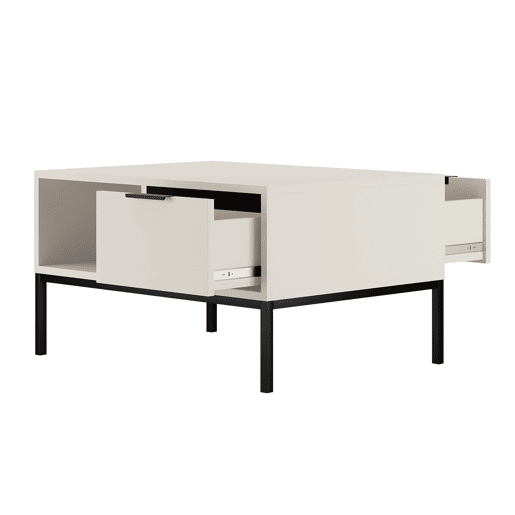 Mesa de centro Seattle 80 cm Branco Pés pretos Mesa de centro Seattle 80 cm Branco Pés pretos