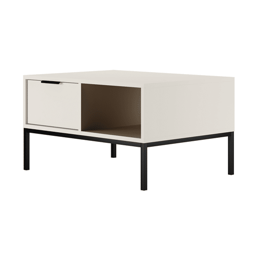 Mesa de centro Seattle 80 cm Branco Pés pretos Mesa de centro Seattle 80 cm Branco Pés pretos