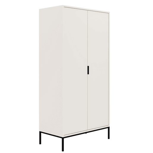 Roupeiro 2 portas Seattle Branco Pés pretos