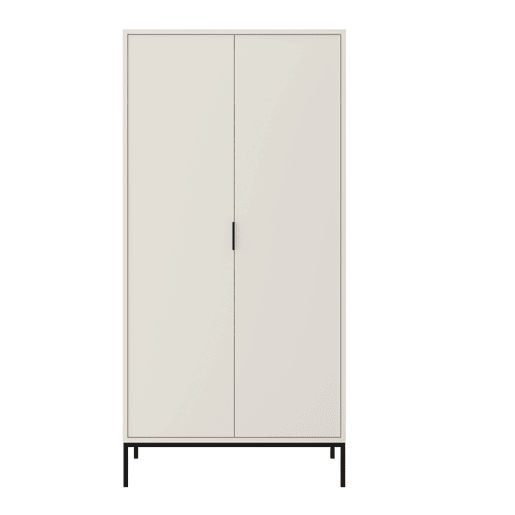 Roupeiro 2 portas Seattle Branco Pés pretos