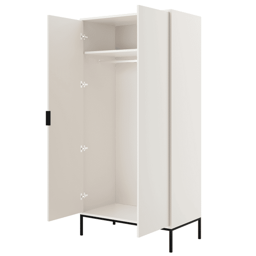 Roupeiro 2 portas Seattle Branco Pés pretos