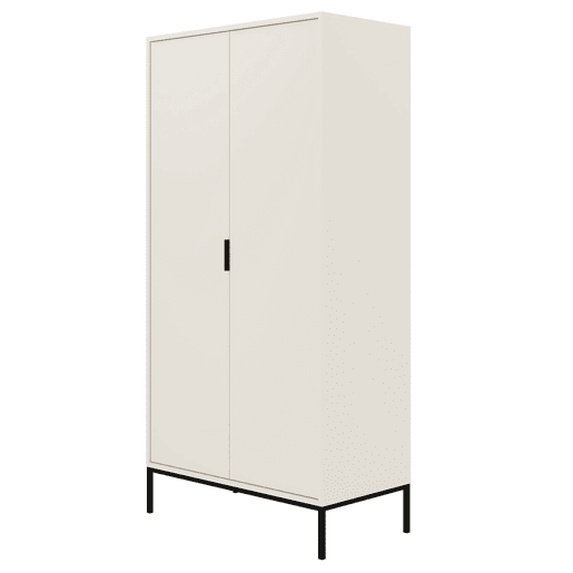 Roupeiro 2 portas Seattle Branco Pés pretos