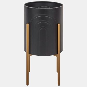 Vaso alto para plantas SEROTINA Metal 32 cm Preto